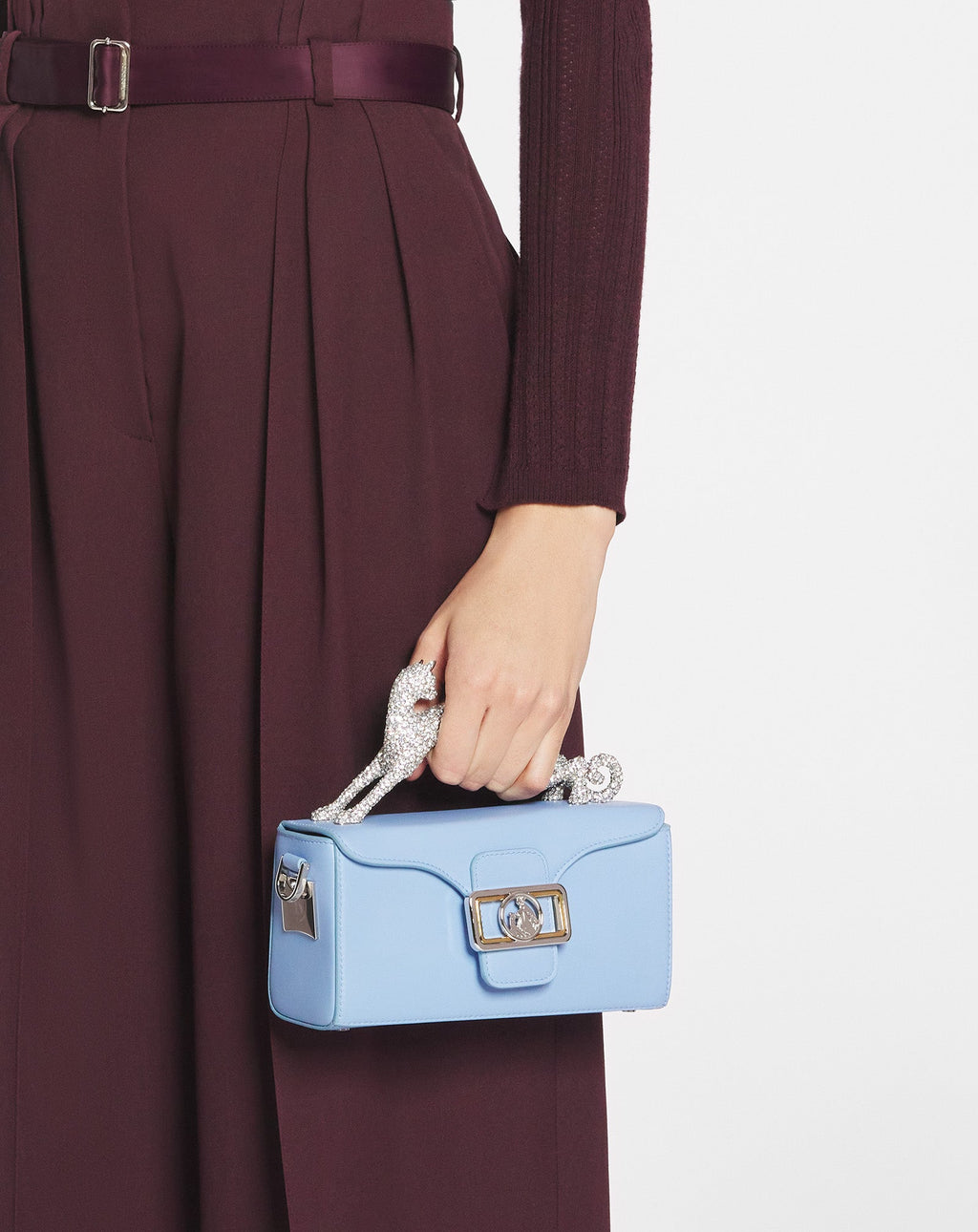 PENCIL CAT NANO BAG IN LEATHER AND RHINESTONES