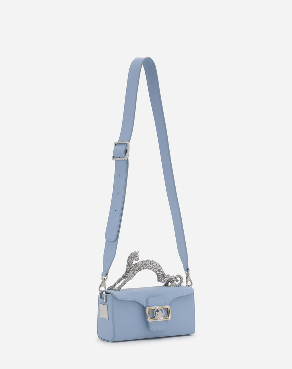 PENCIL CAT NANO BAG IN LEATHER AND RHINESTONES
