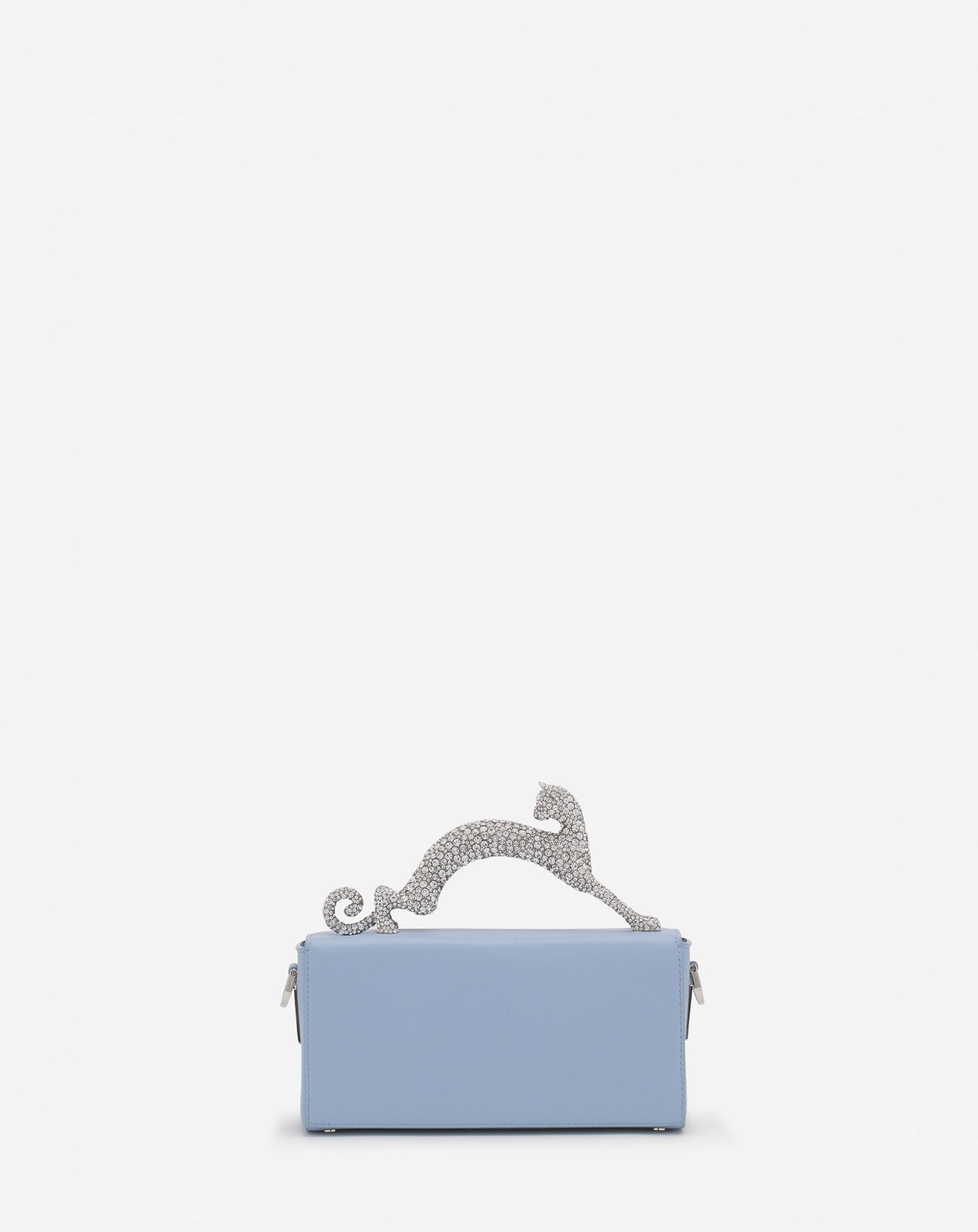 PENCIL CAT NANO BAG IN LEATHER AND RHINESTONES