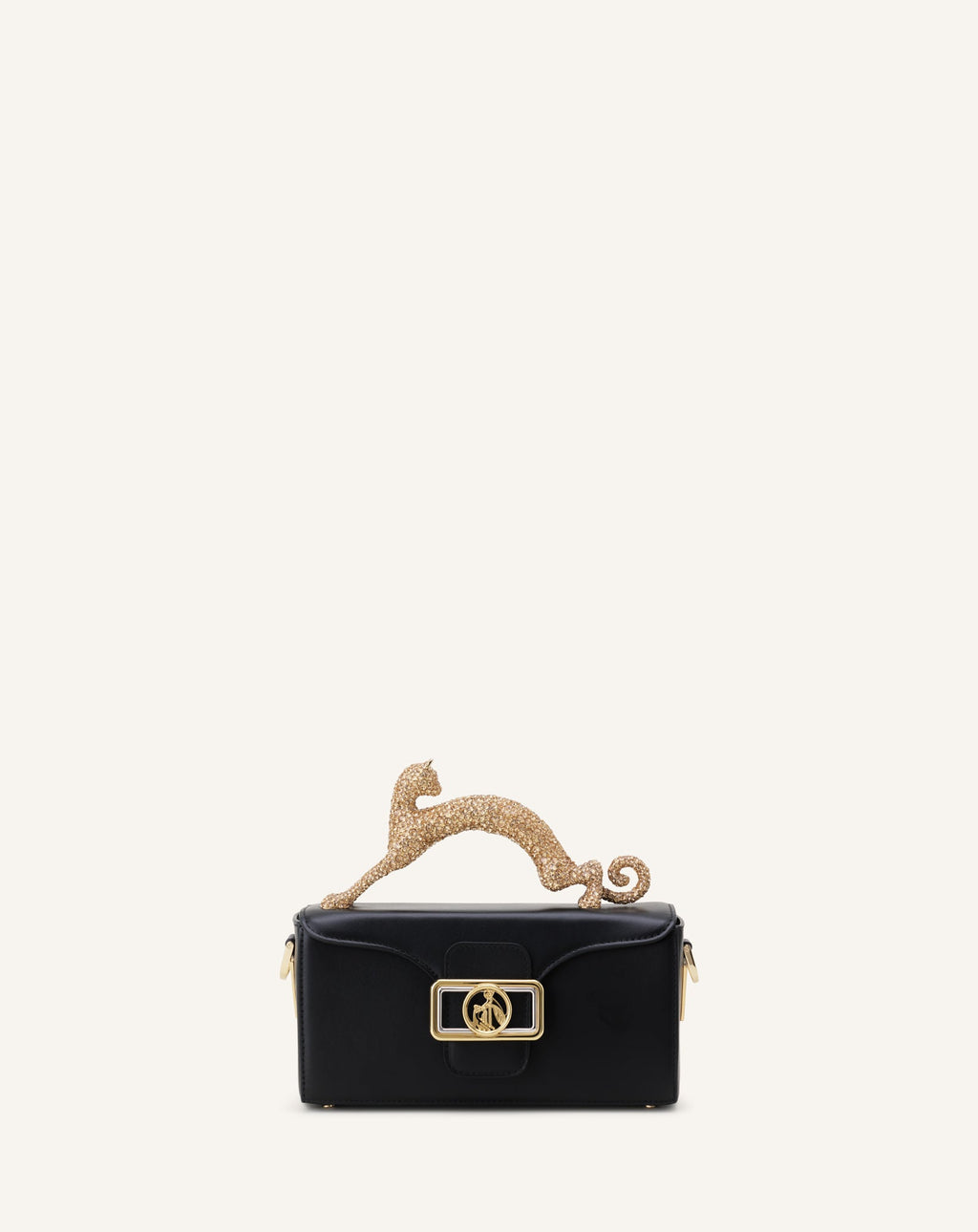 LEATHER NANO PENCIL CAT BAG WITH RHINESTONES