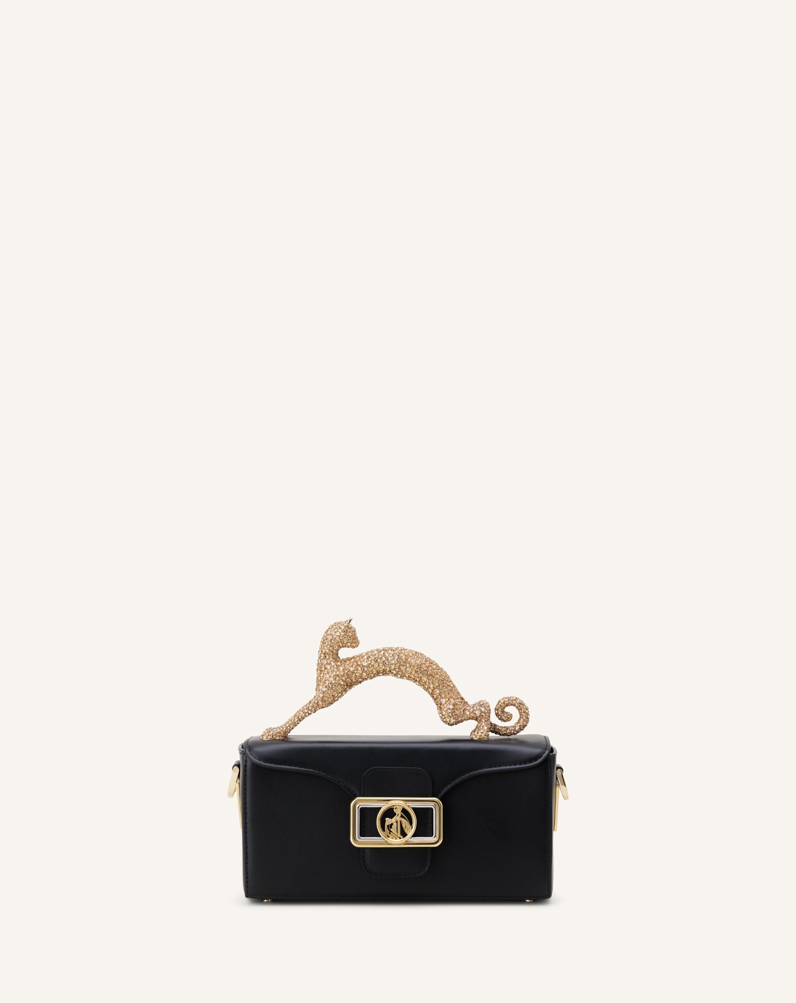 LEATHER NANO PENCIL CAT BAG WITH RHINESTONES