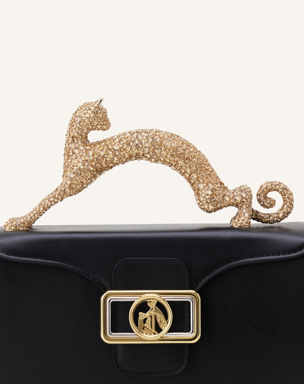 LEATHER NANO PENCIL CAT BAG WITH RHINESTONES