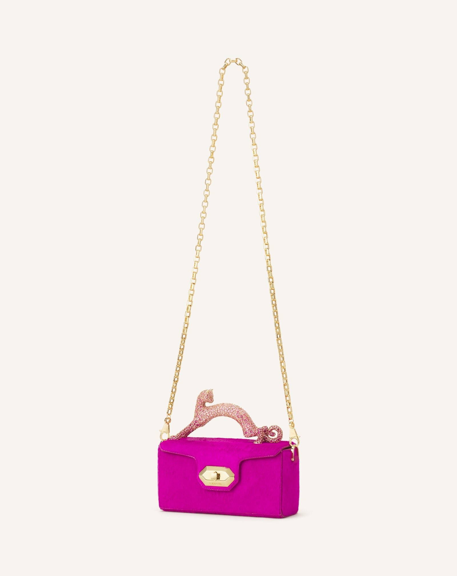 PENCIL CAT NANO BAG IN PONY AND RHINESTONES