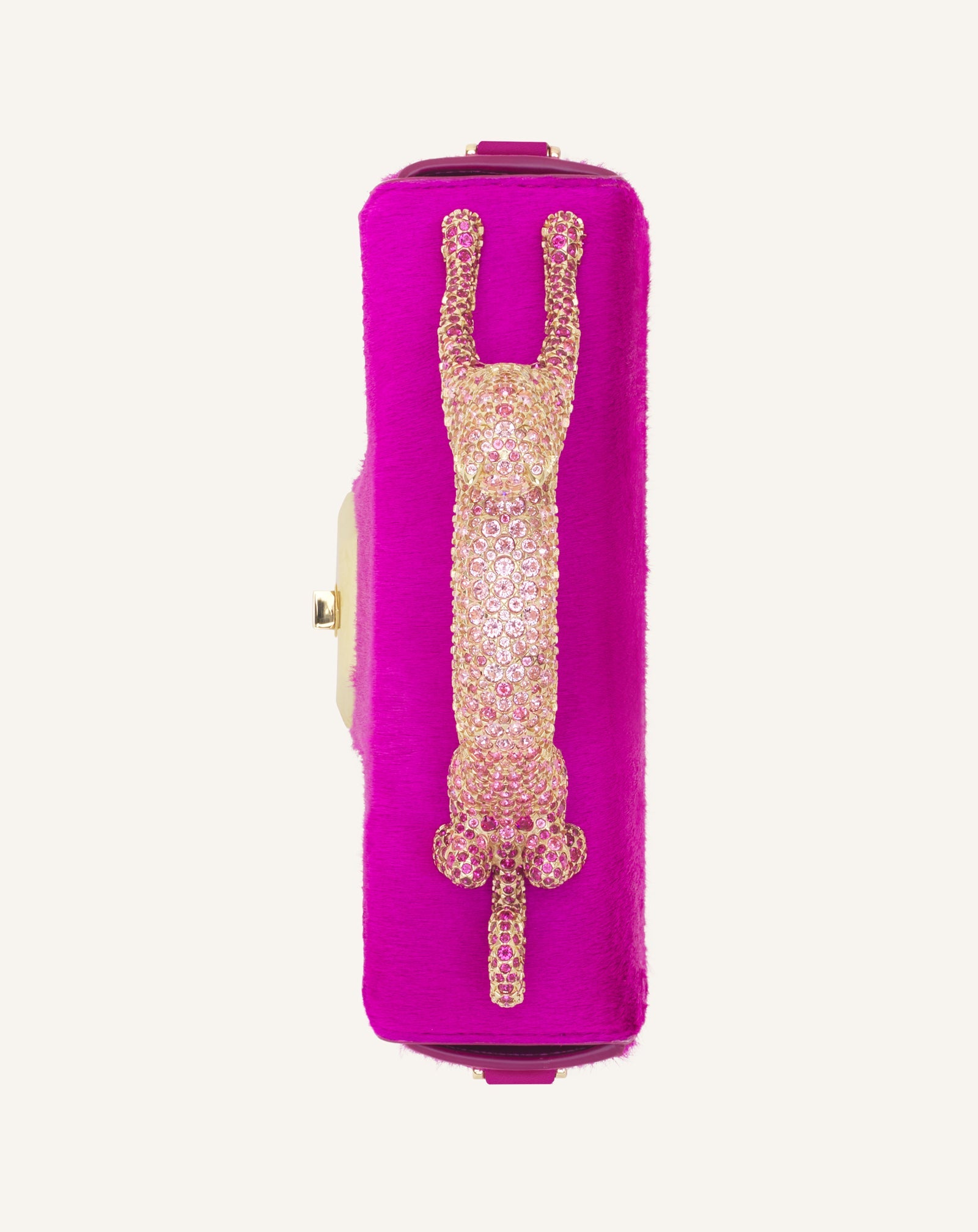 PENCIL CAT NANO BAG IN PONY AND RHINESTONES