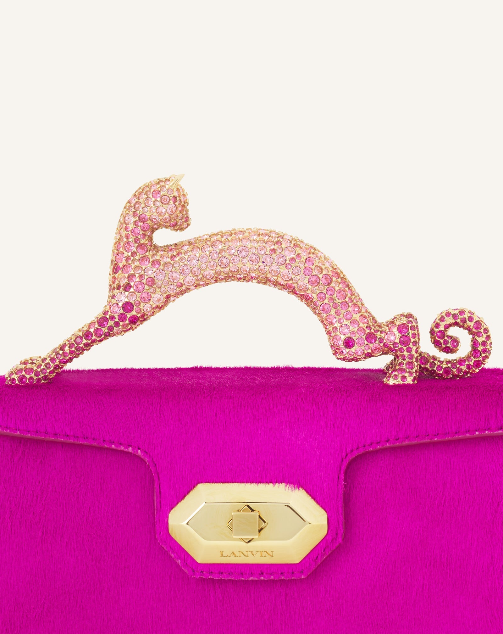 PENCIL CAT NANO BAG IN PONY AND RHINESTONES