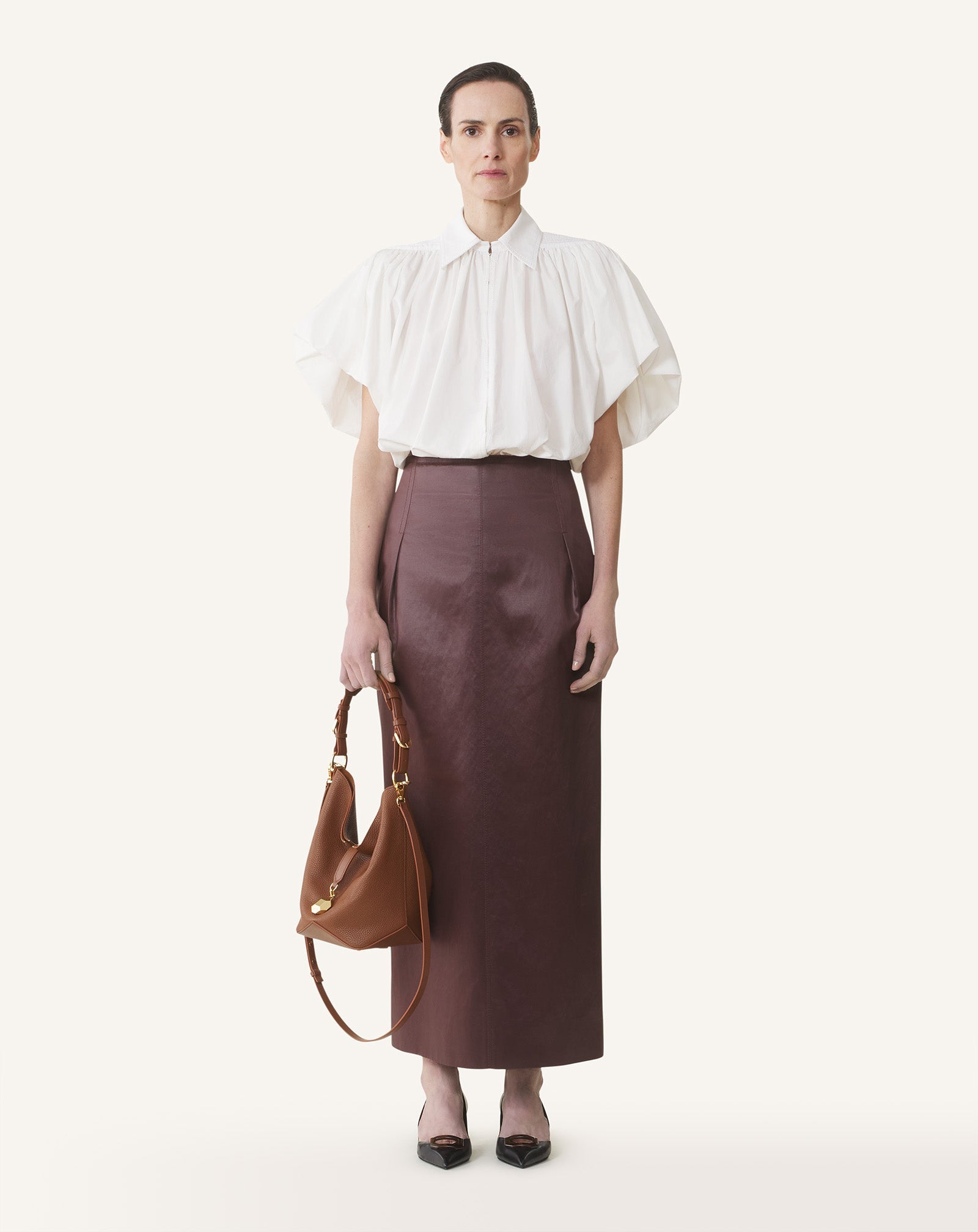 CATCH BY LANVIN BUCKET BAG IN GRAINED LEATHER
