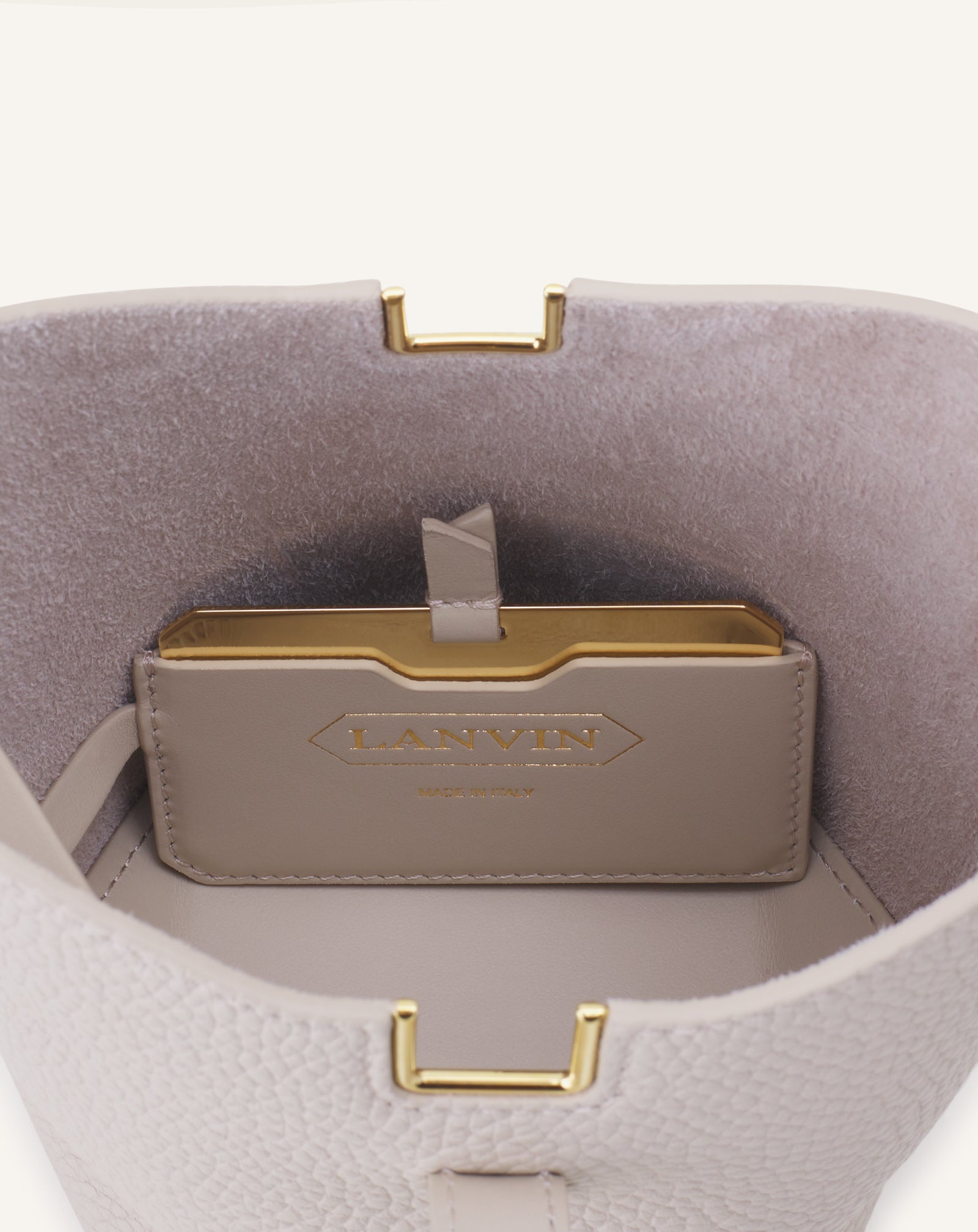CATCH BY LANVIN NANO BUCKET BAG IN LEATHER