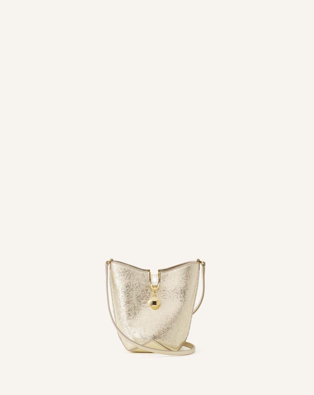 CATCH BY LANVIN NANO BUCKET BAG IN METALLIC LEATHER
