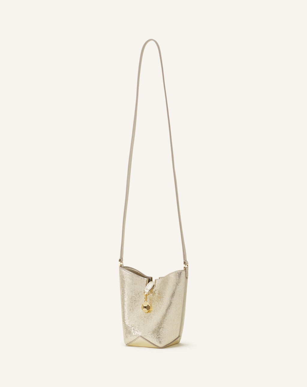 CATCH BY LANVIN NANO BUCKET BAG IN METALLIC LEATHER