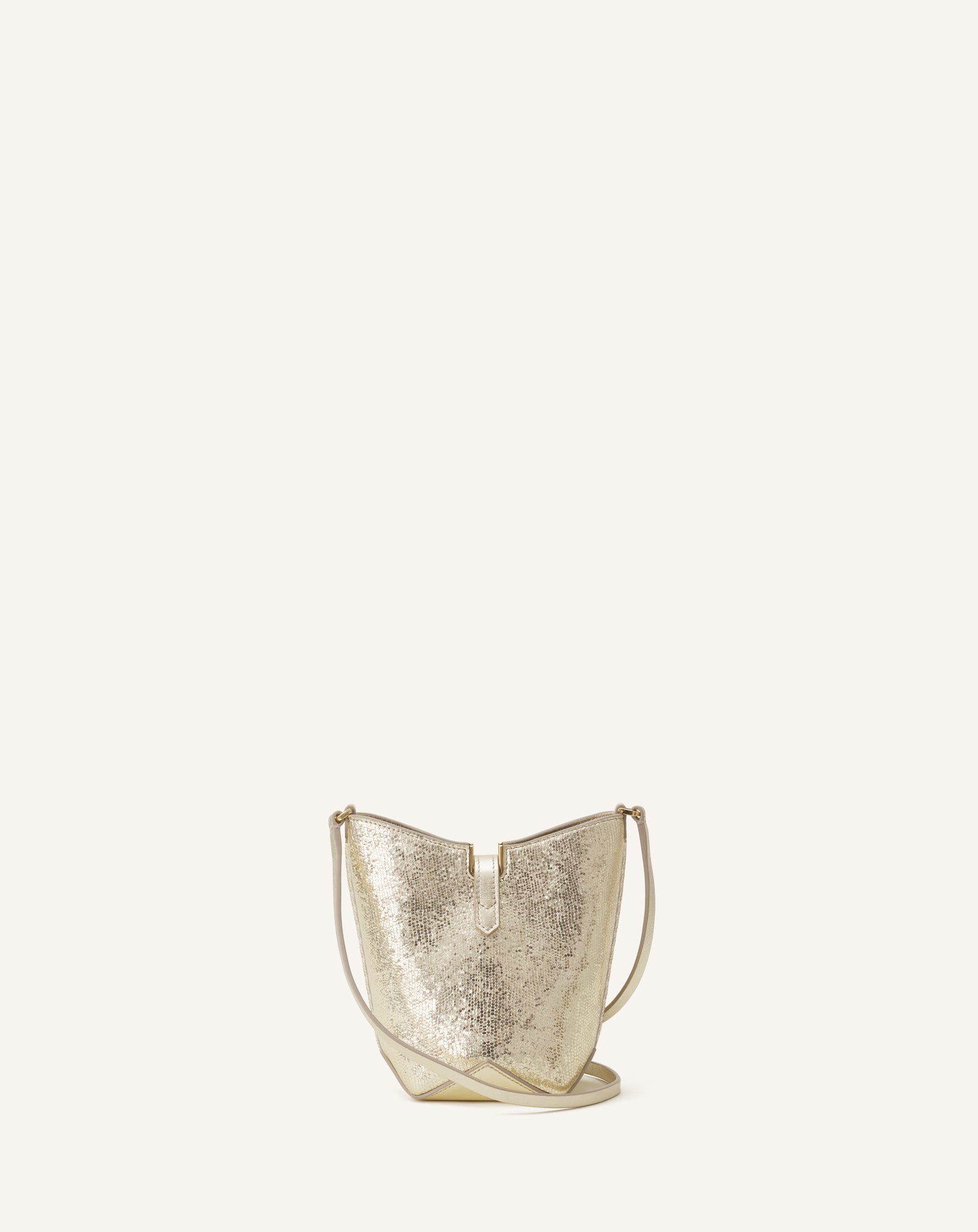 CATCH BY LANVIN NANO BUCKET BAG IN METALLIC LEATHER