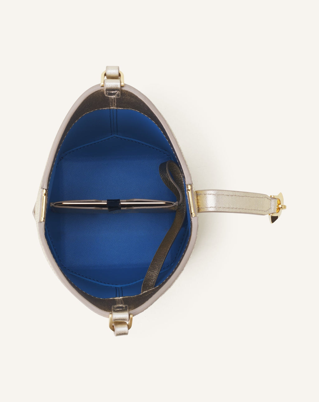 CATCH BY LANVIN NANO BUCKET BAG IN METALLIC LEATHER