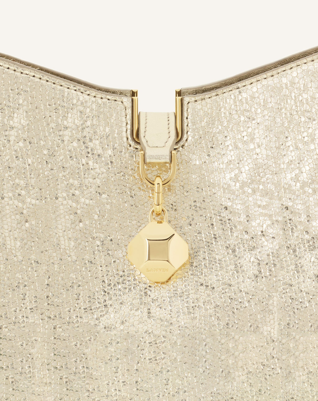 CATCH BY LANVIN NANO BUCKET BAG IN METALLIC LEATHER