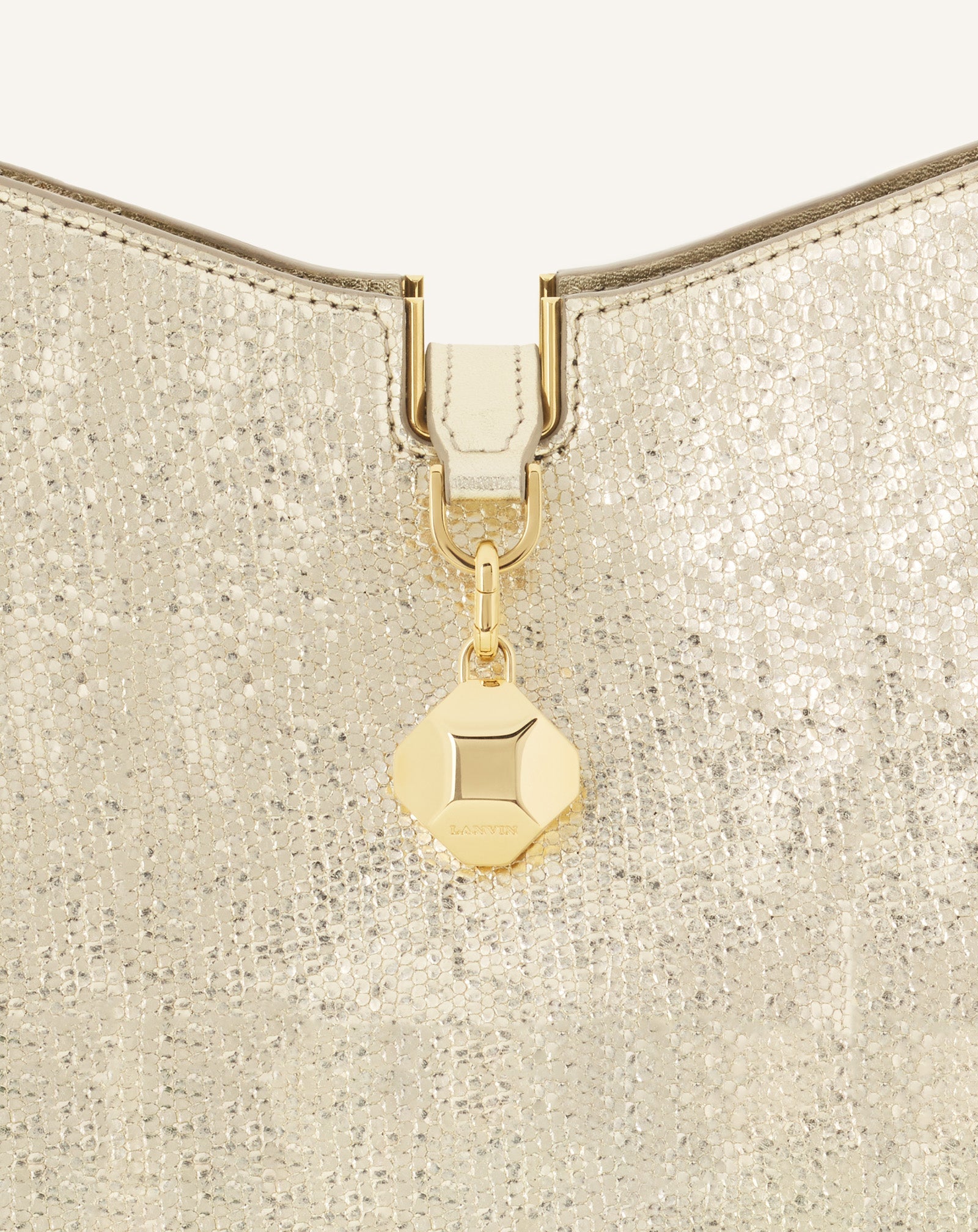 CATCH BY LANVIN NANO BUCKET BAG IN METALLIC LEATHER