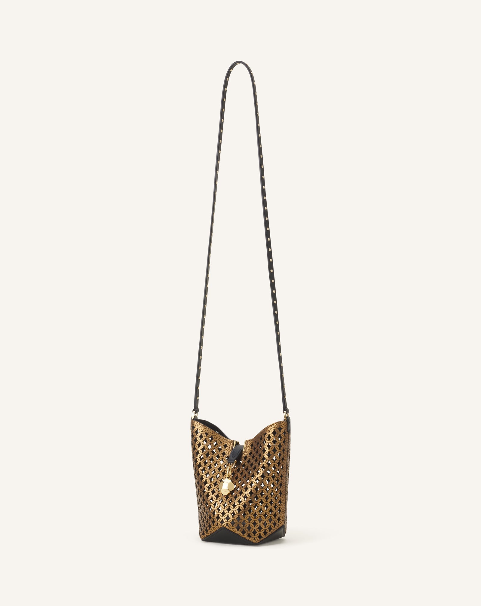 CATCH BY LANVIN NANO BUCKET BAG IN SHINY LEATHER