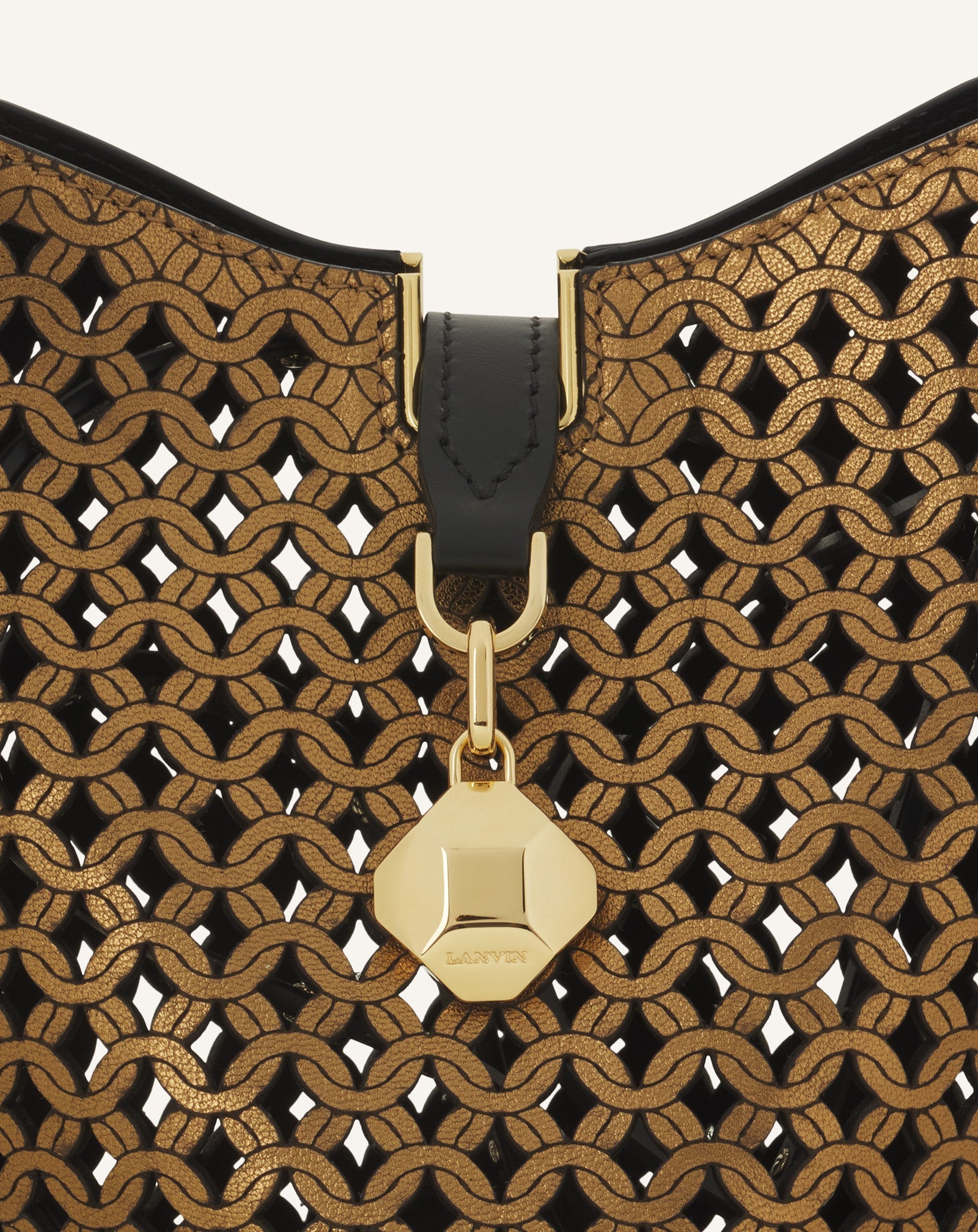 CATCH BY LANVIN NANO BUCKET BAG IN SHINY LEATHER