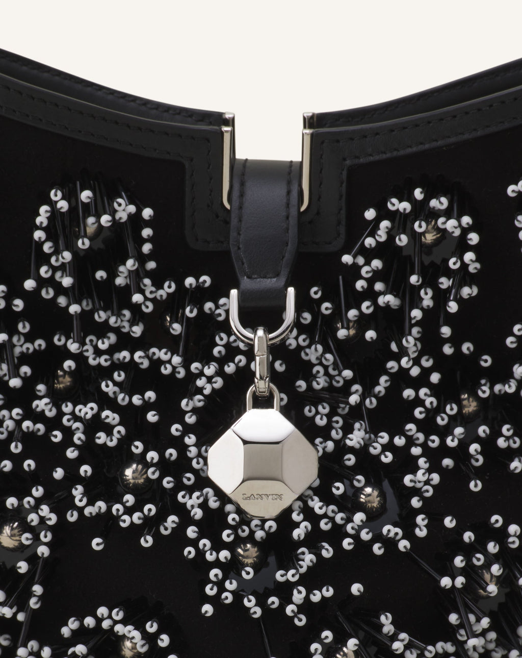 CATCH BY LANVIN EMBROIDERED LEATHER BUCKET BAG