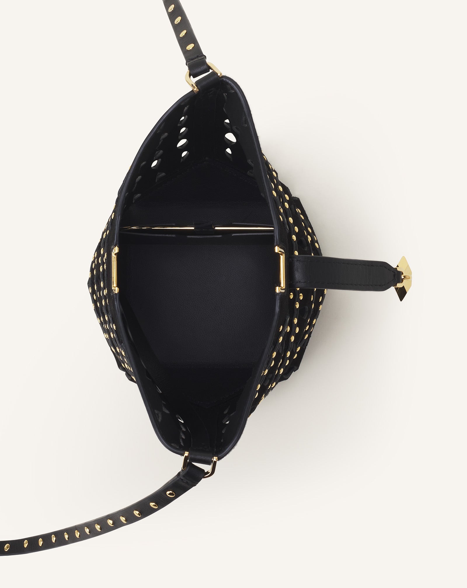 CATCH BY LANVIN NANO BUCKET BAG IN SUEDE