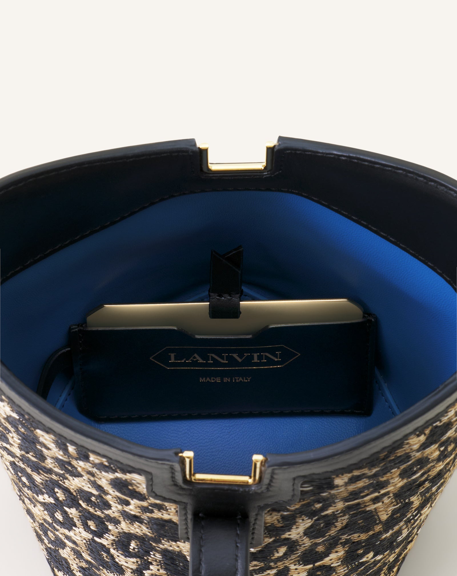 CATCH BY LANVIN NANO BUCKET BAG IN RAFFIA
