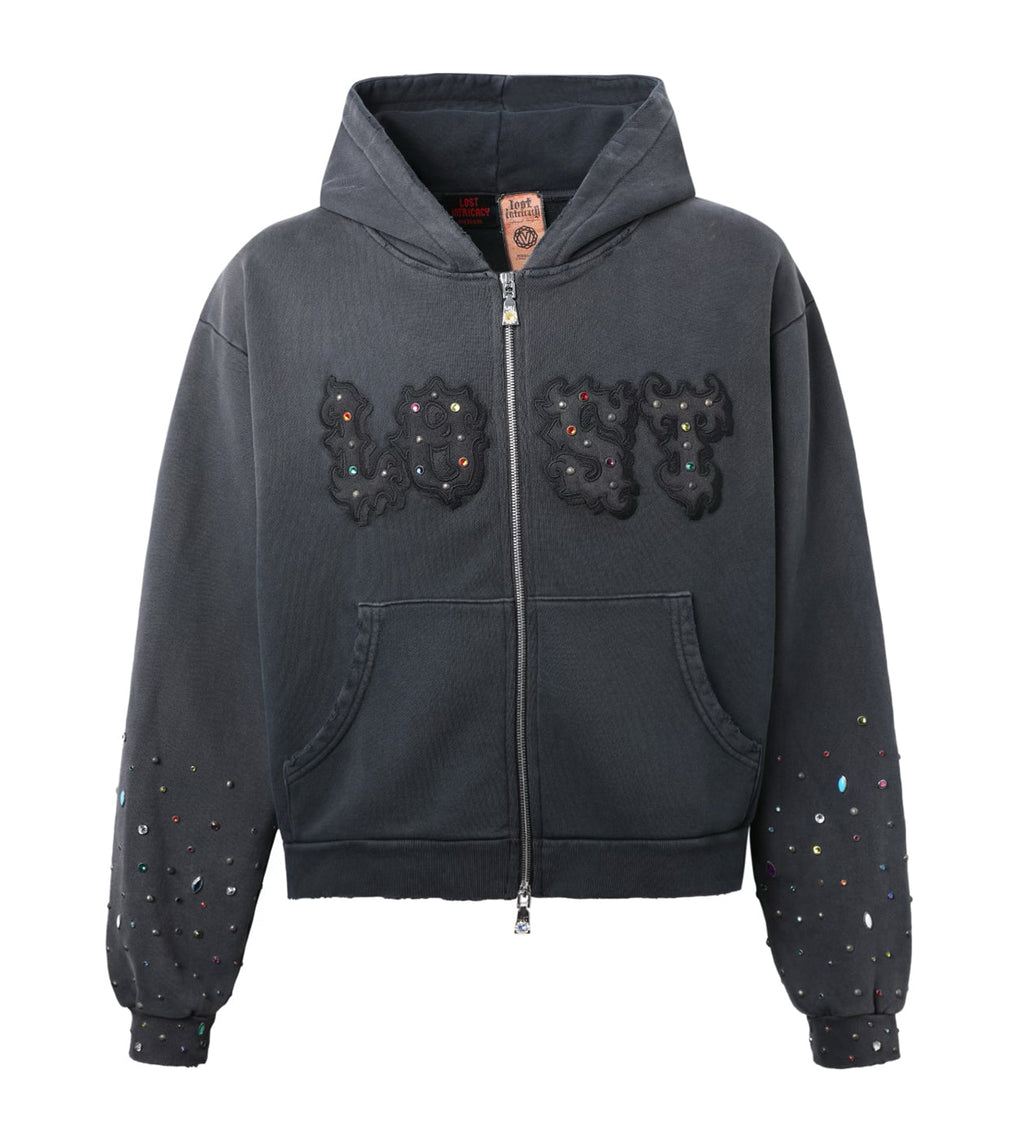 Lost Intricacy Patch Zip Up Hoodie Black