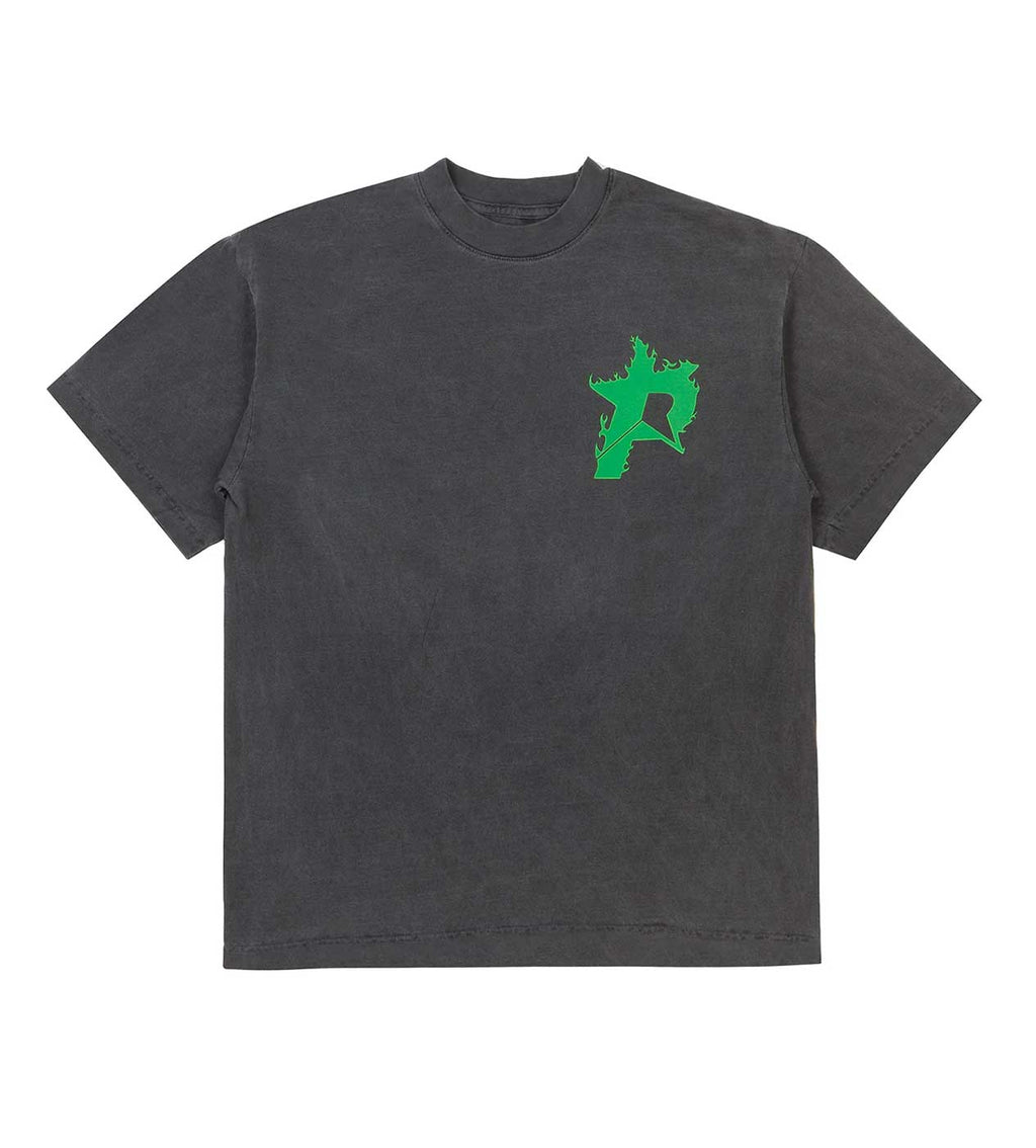 Pieces Star Flames Tee Washed Black Green
