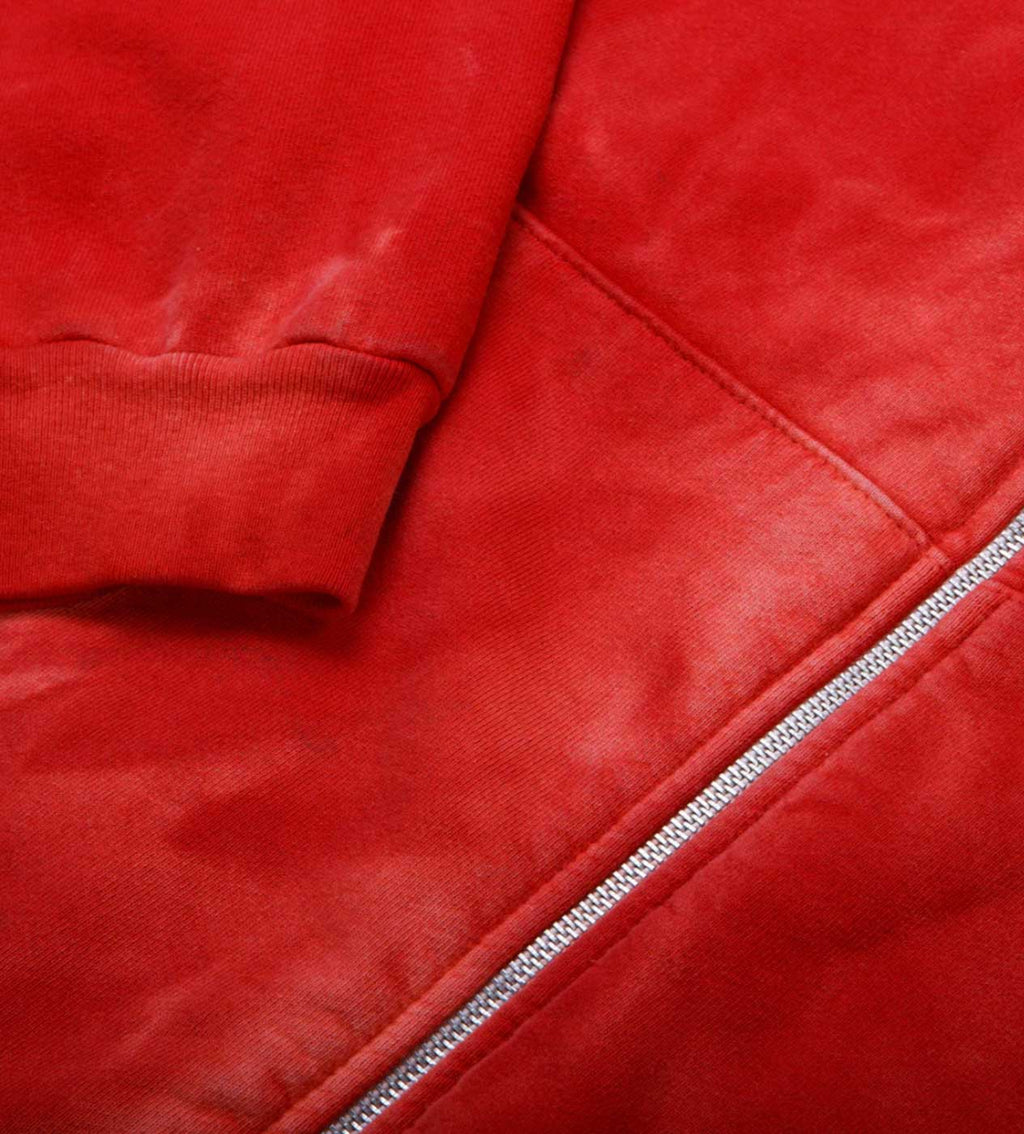 Pieces Sun Faded Zip Up Sweatshirt Lava Red