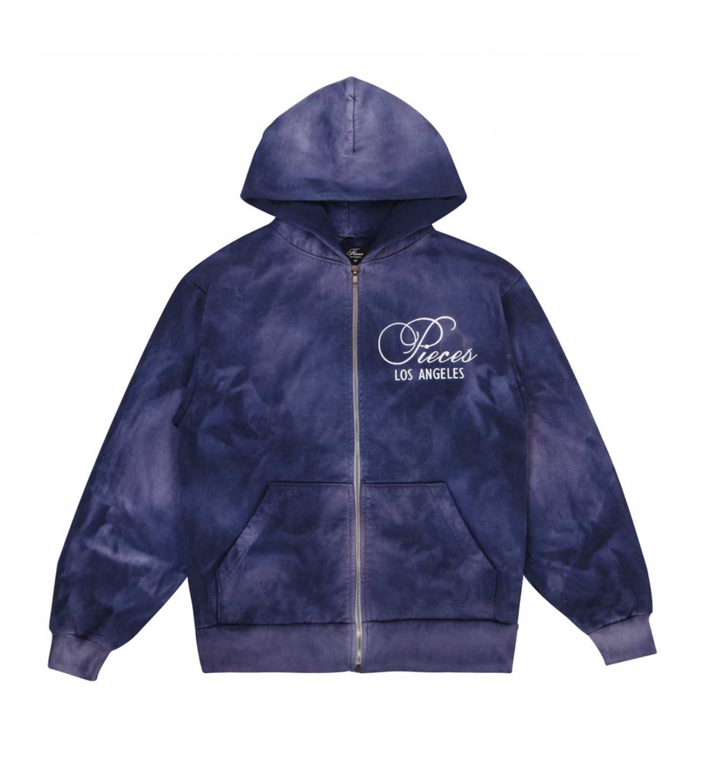 Pieces Sun Faded Zip Up Sweatshirt Midnight Navy
