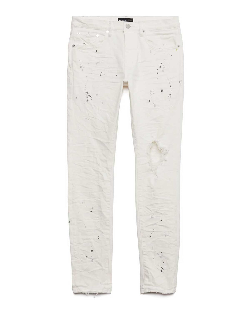 Purple Brand Optic Paint Blowout Pants White