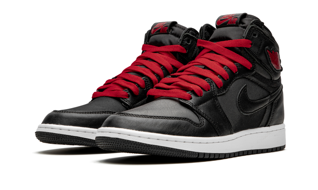 Air Jordan 1 High Retro GS "Black Satin/Gym Red" 575441 060