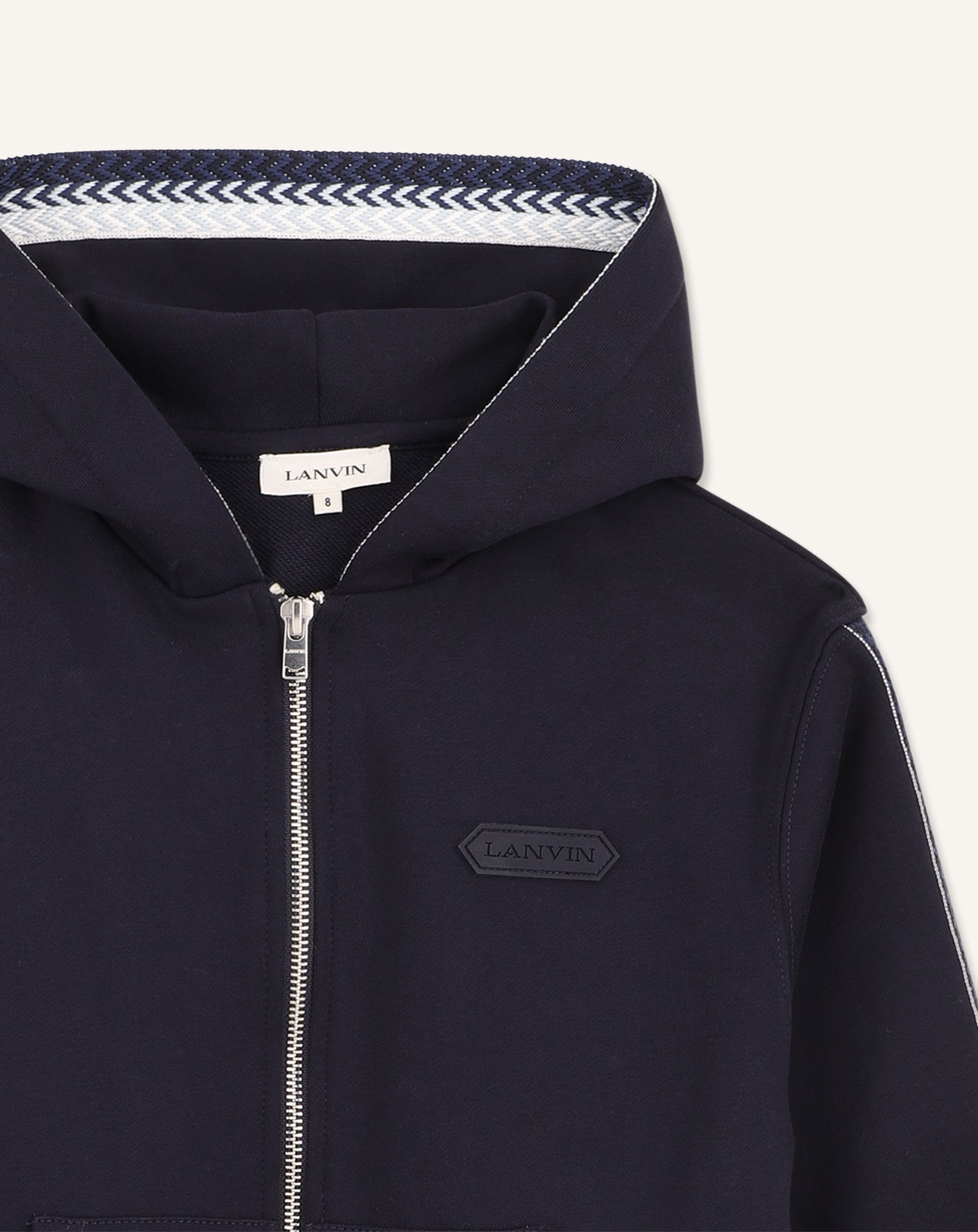 EMBROIDERED LANVIN ZIP-UP HOODIE IN COTTON
