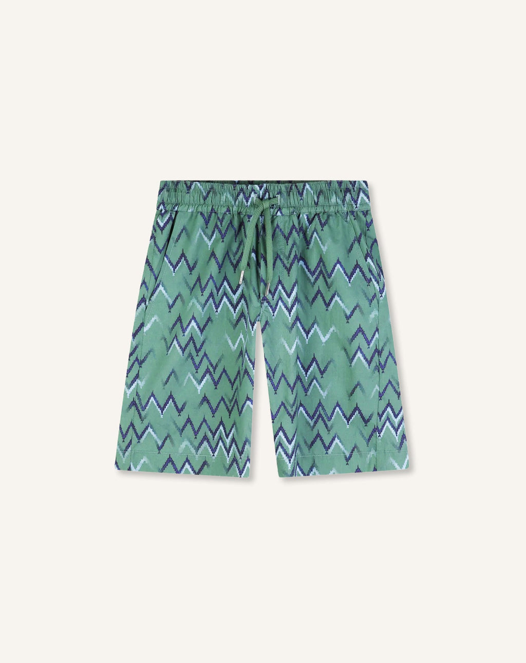 PRINTED COTTON POPLINE BERMUDA SHORTS