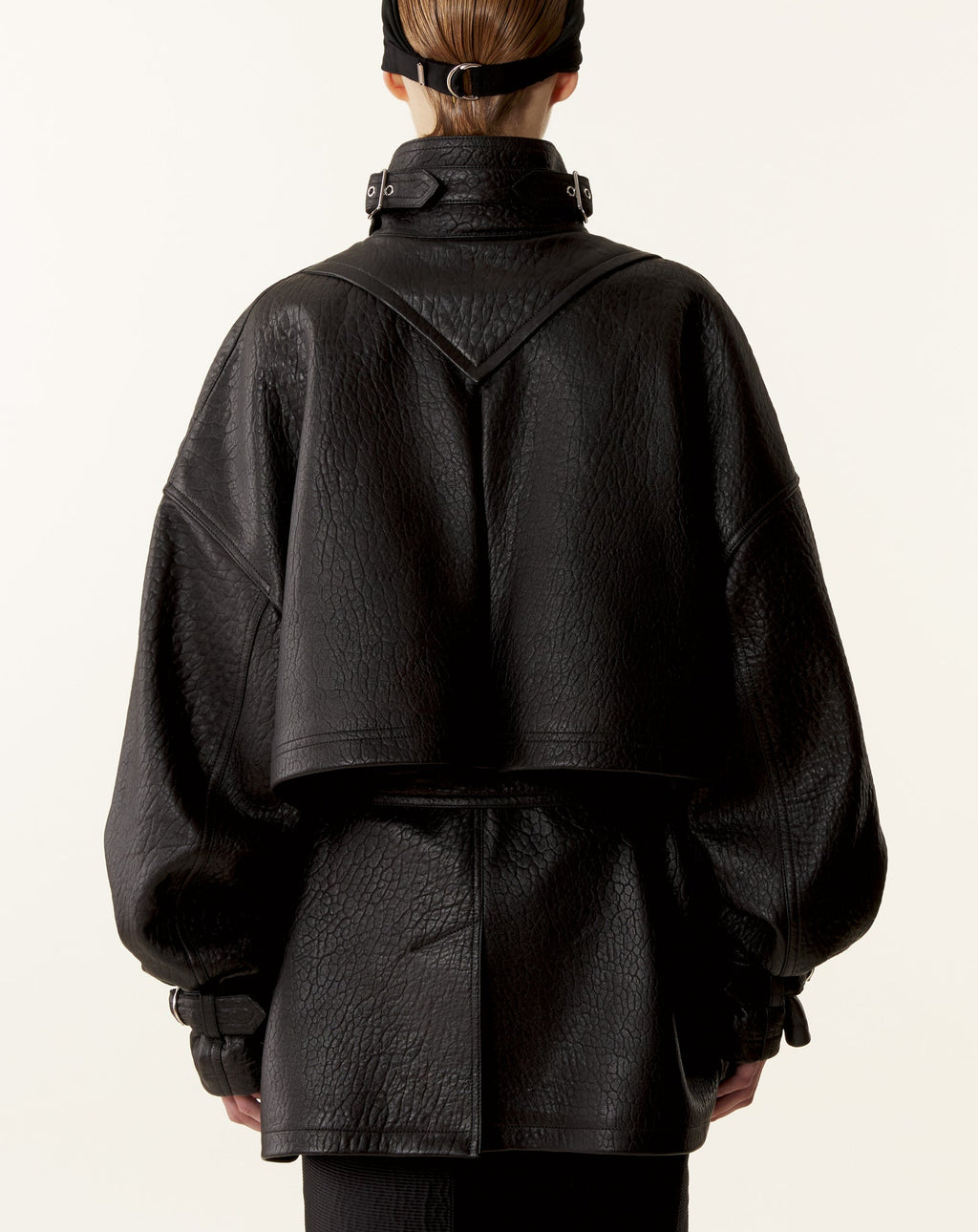 STAND COLLAR LEATHER JACKET