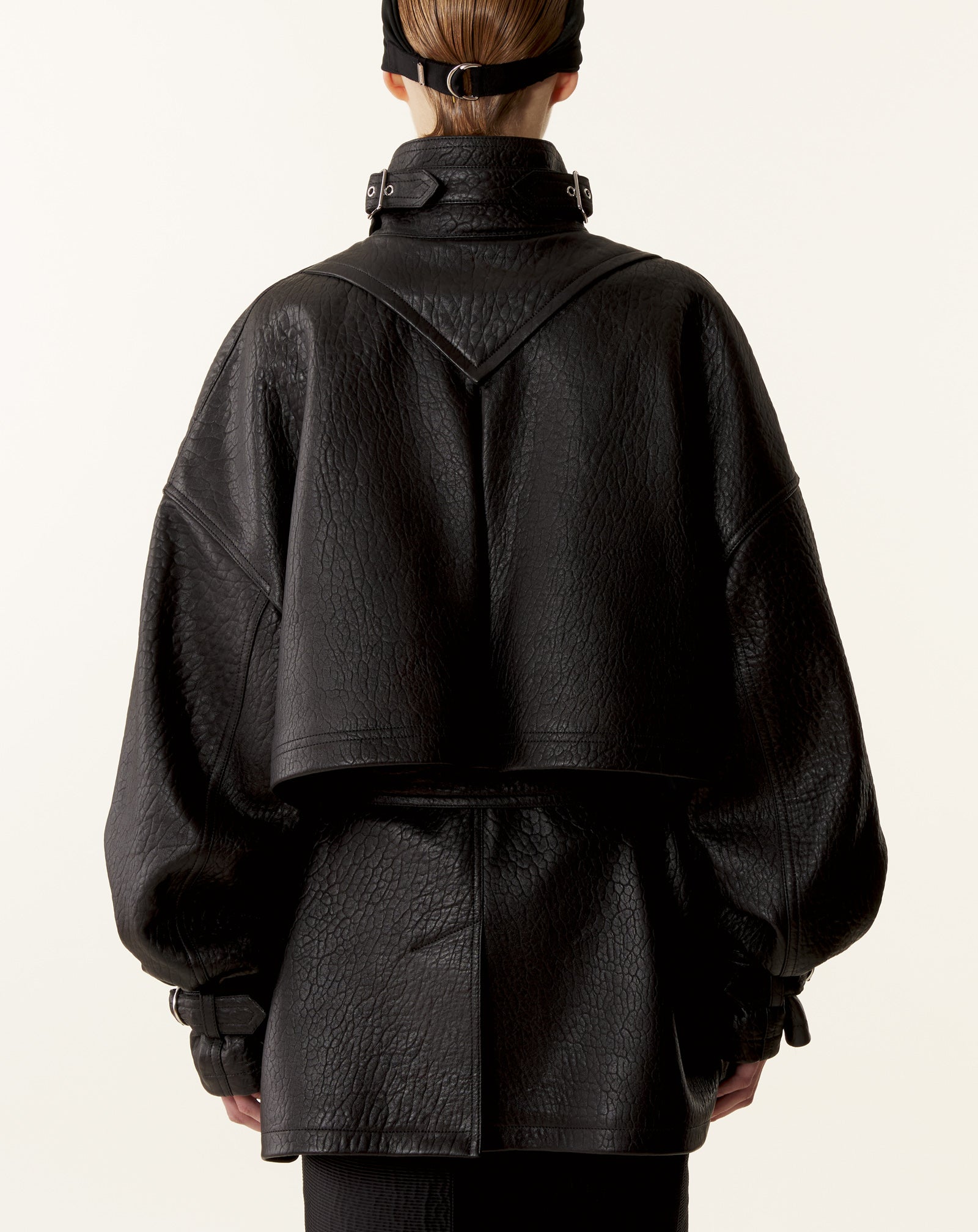 STAND COLLAR LEATHER JACKET
