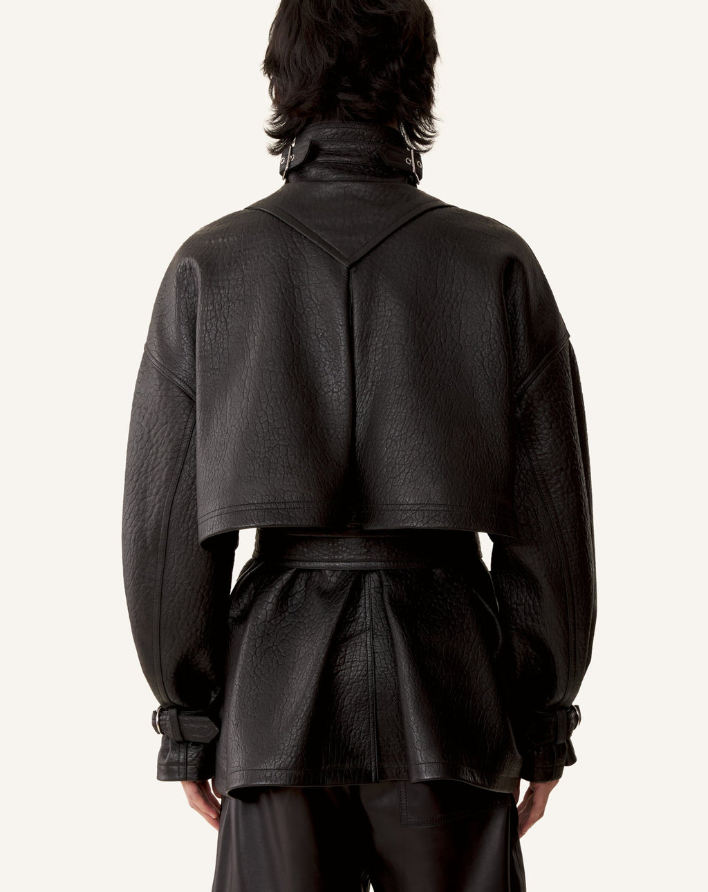 STAND COLLAR LEATHER JACKET