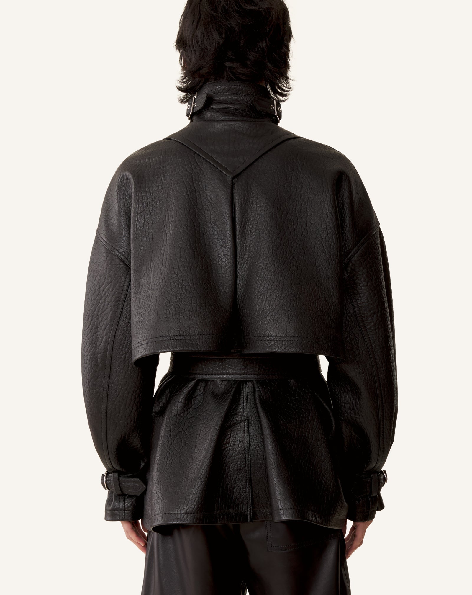 STAND COLLAR LEATHER JACKET
