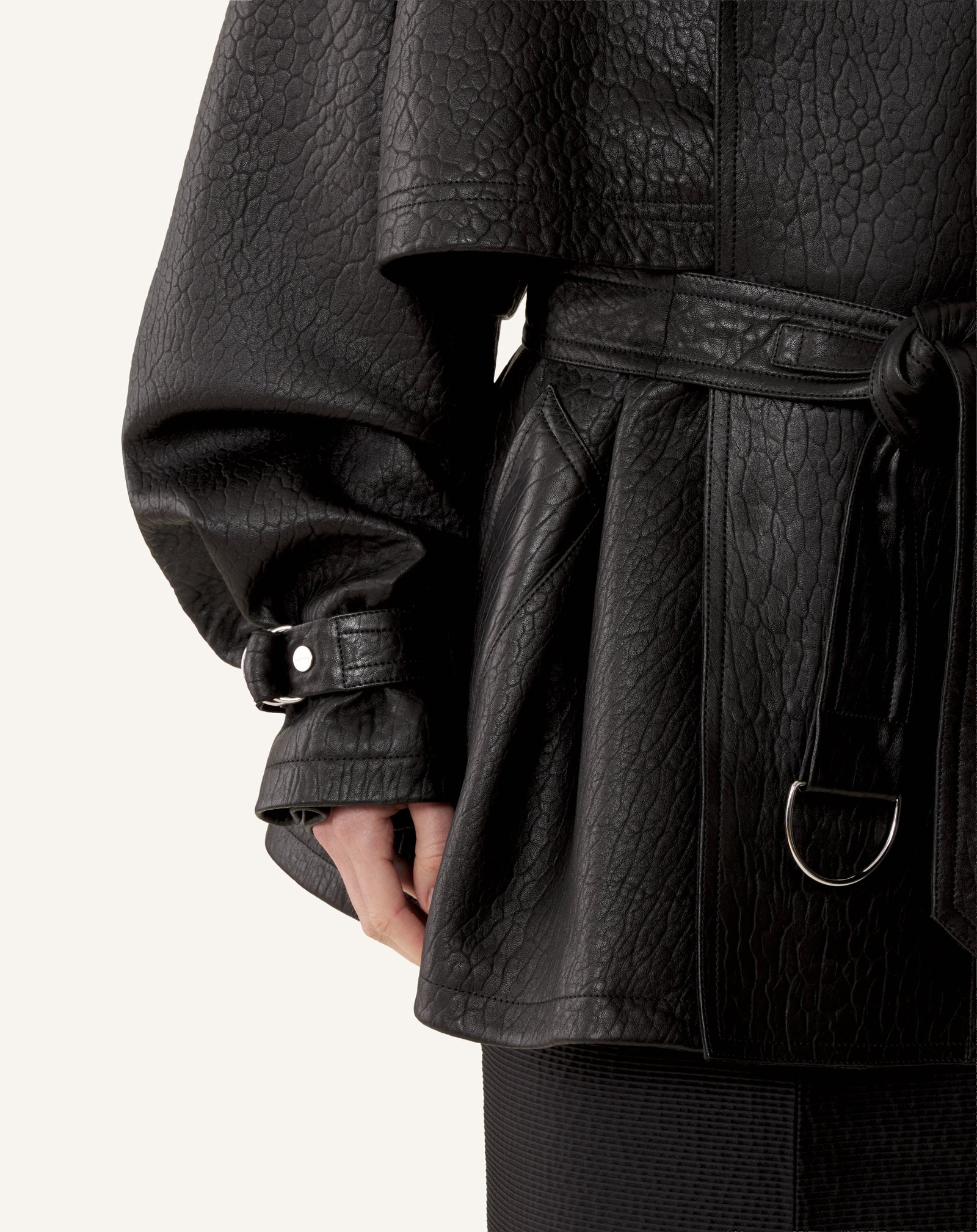 STAND COLLAR LEATHER JACKET
