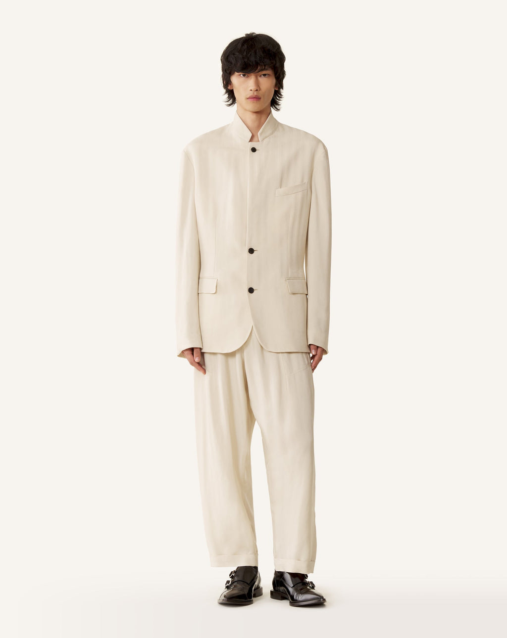 VISCOSE JACKET WITH STAND-UP COLLAR