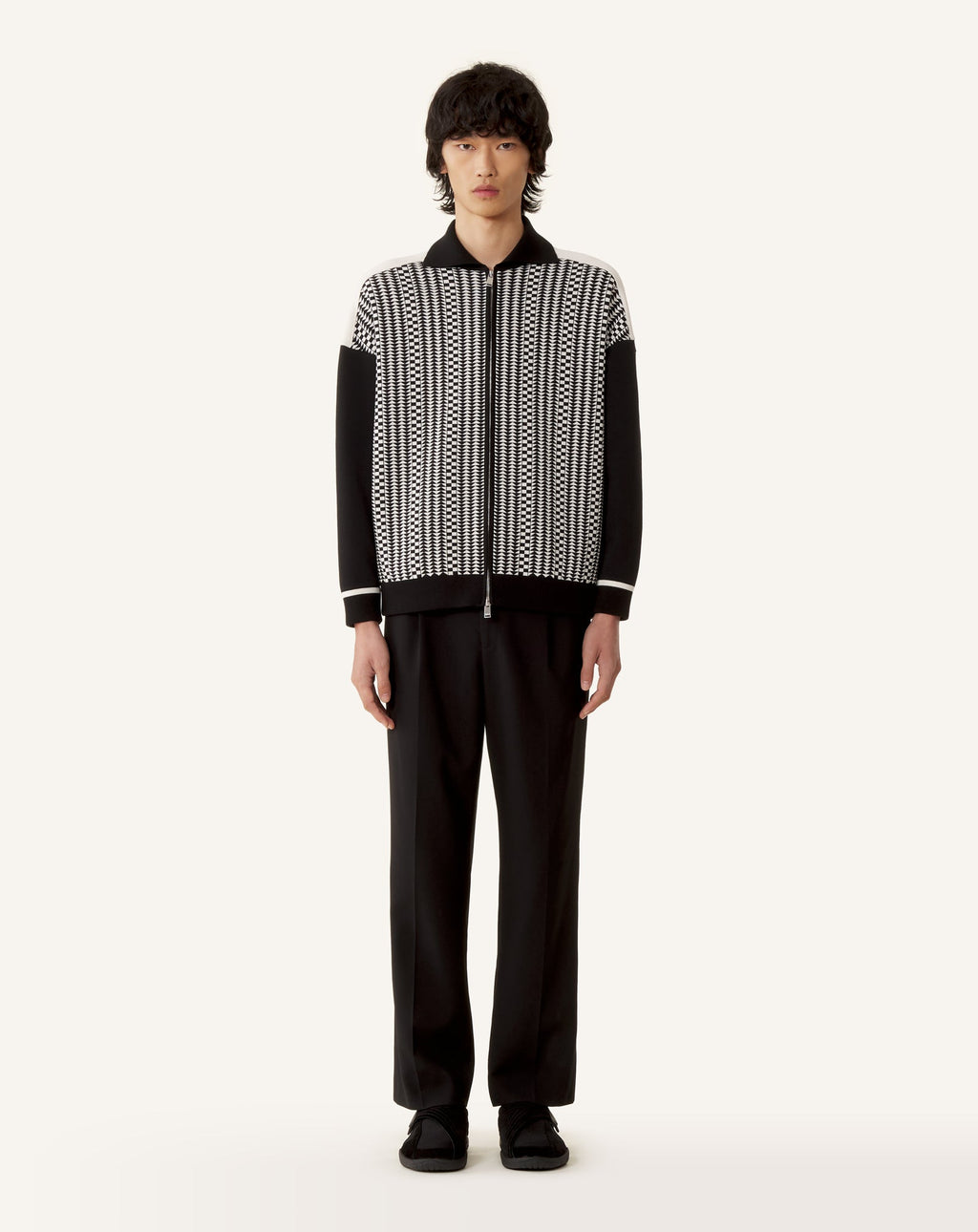 ZIP JACKET IN SILK AND COTTON JACQUARD
