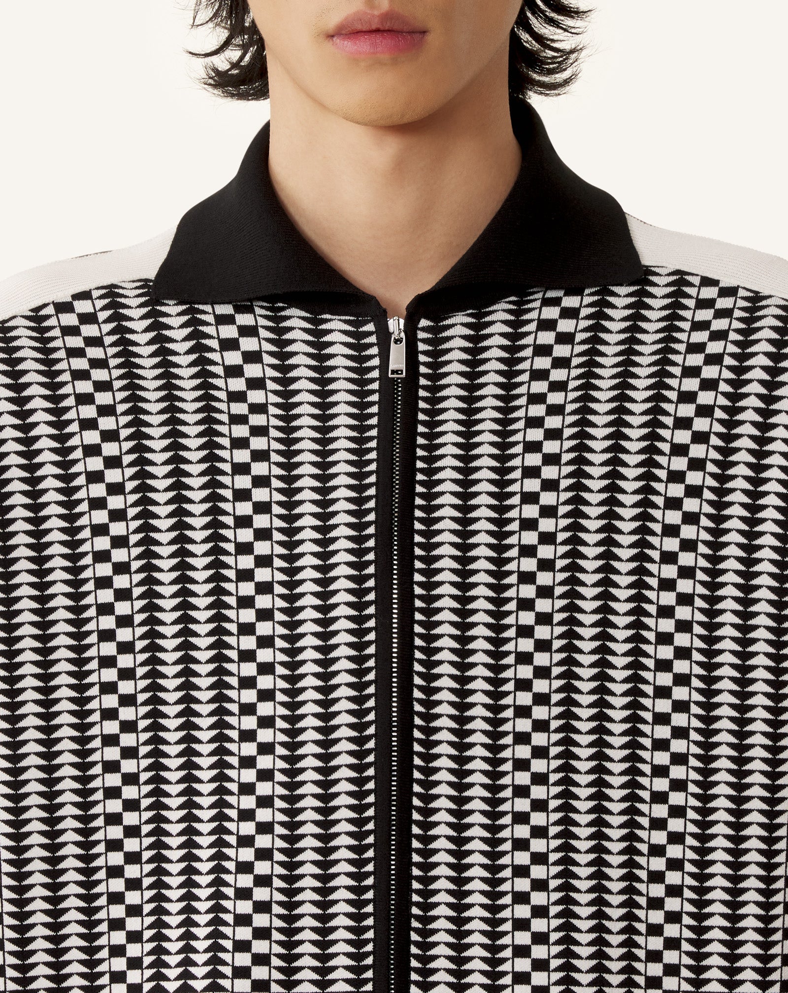 ZIP JACKET IN SILK AND COTTON JACQUARD