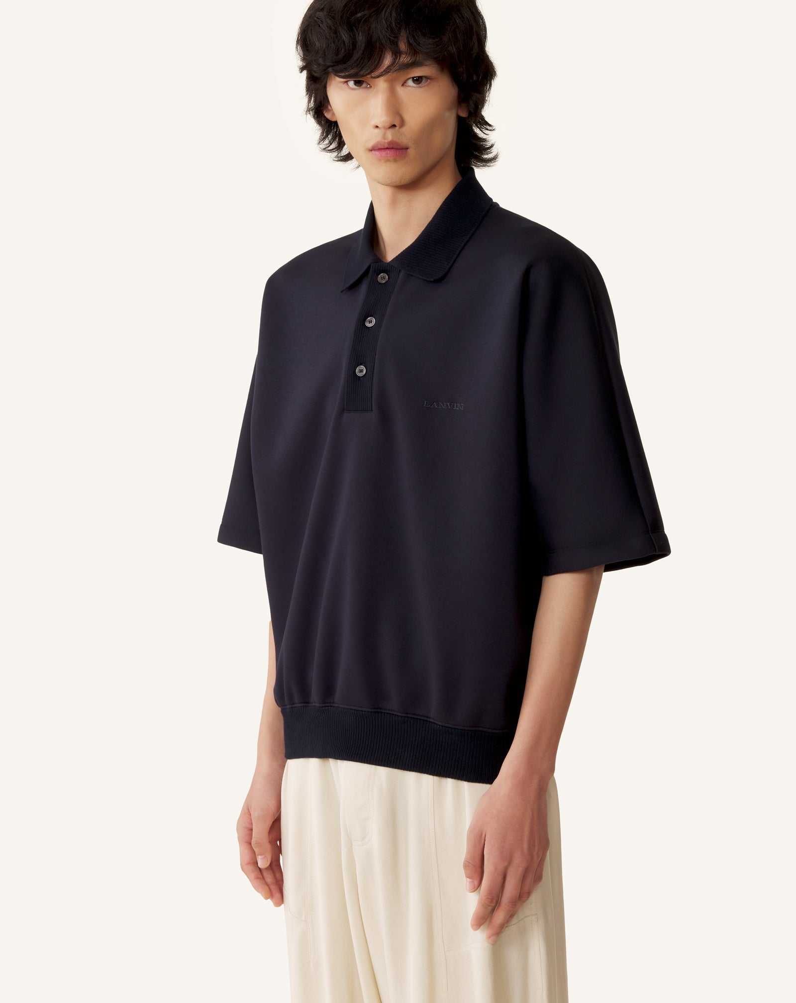 LOOSE-FIT DOUBLE-FACE JERSEY POLO SHIRT