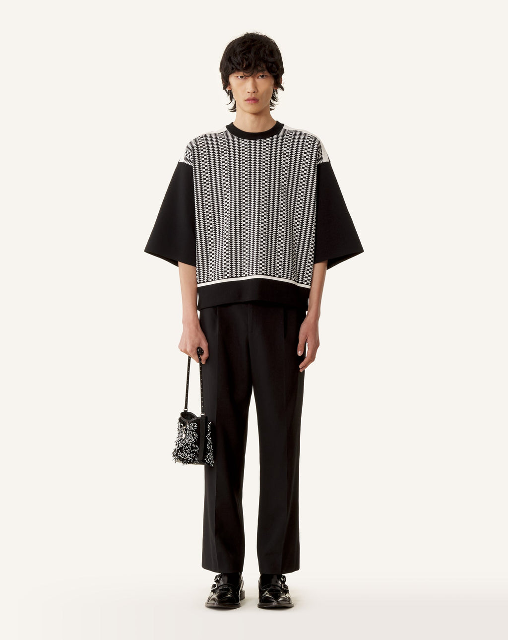 LOOSE-FIT T-SHIRT IN SILK AND COTTON JACQUARD