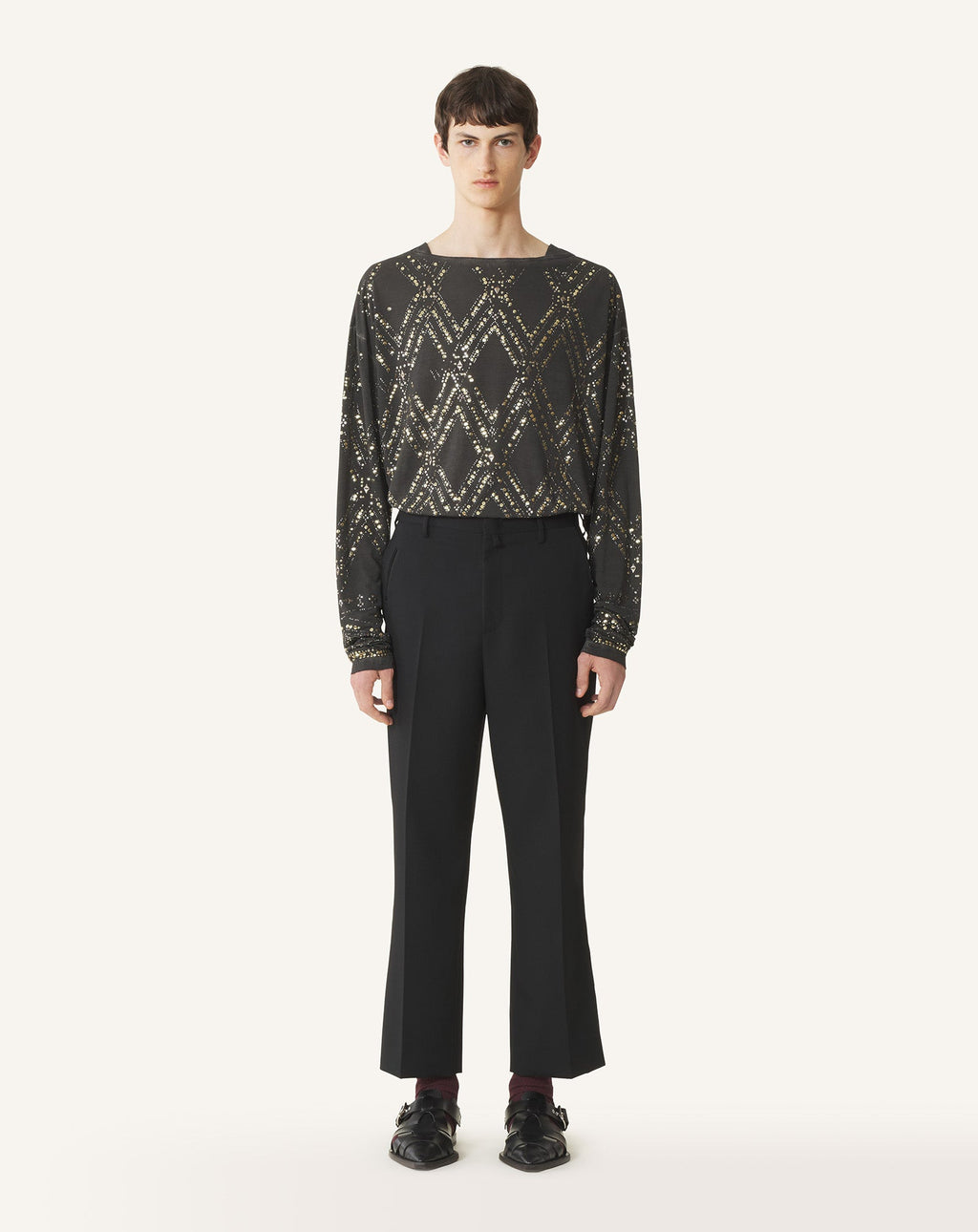 STRAIGHT-LEG WOOL PANTS
