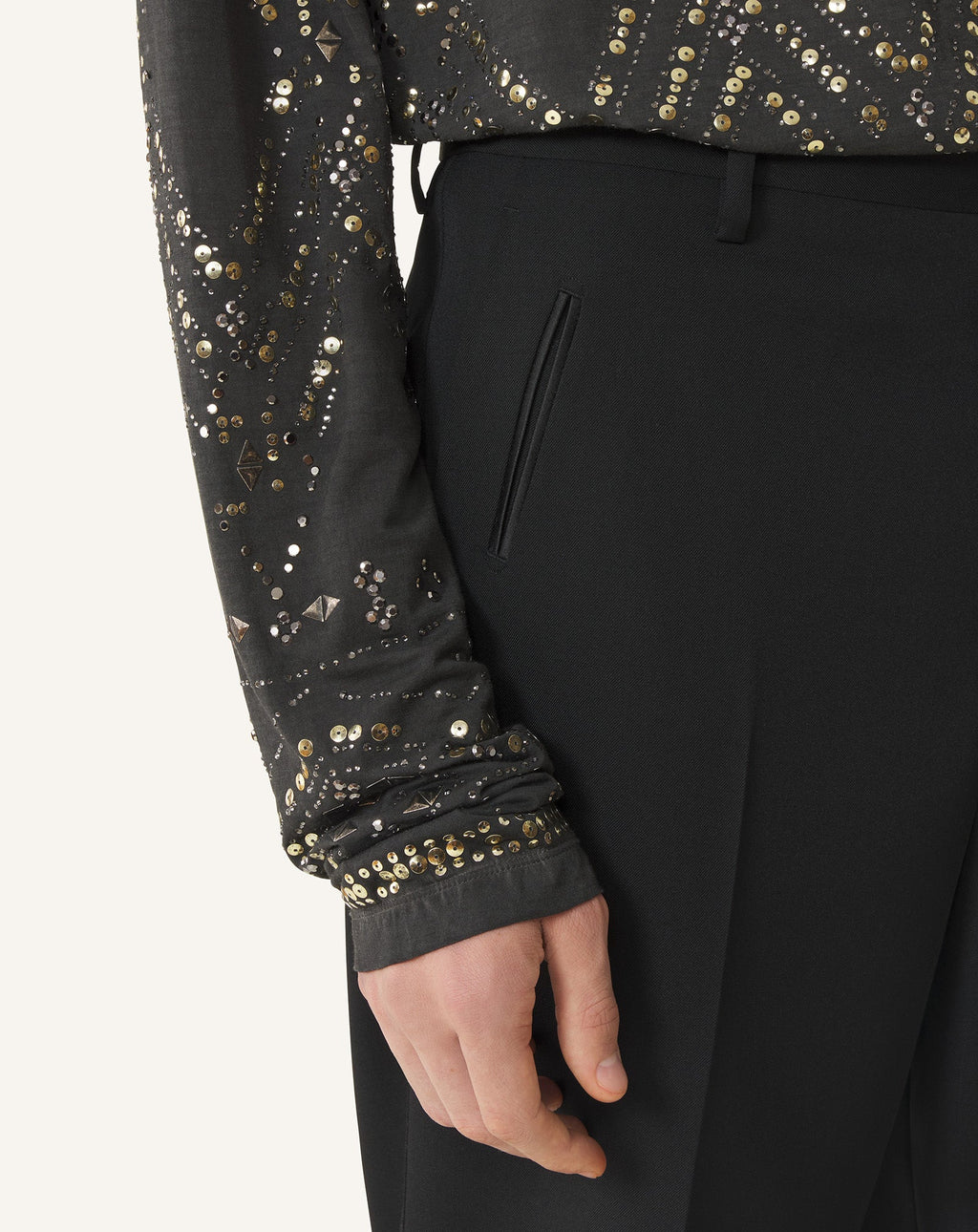 STRAIGHT-LEG WOOL PANTS