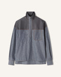 HIGH ZIP-NECK CHAMBRAY TOP