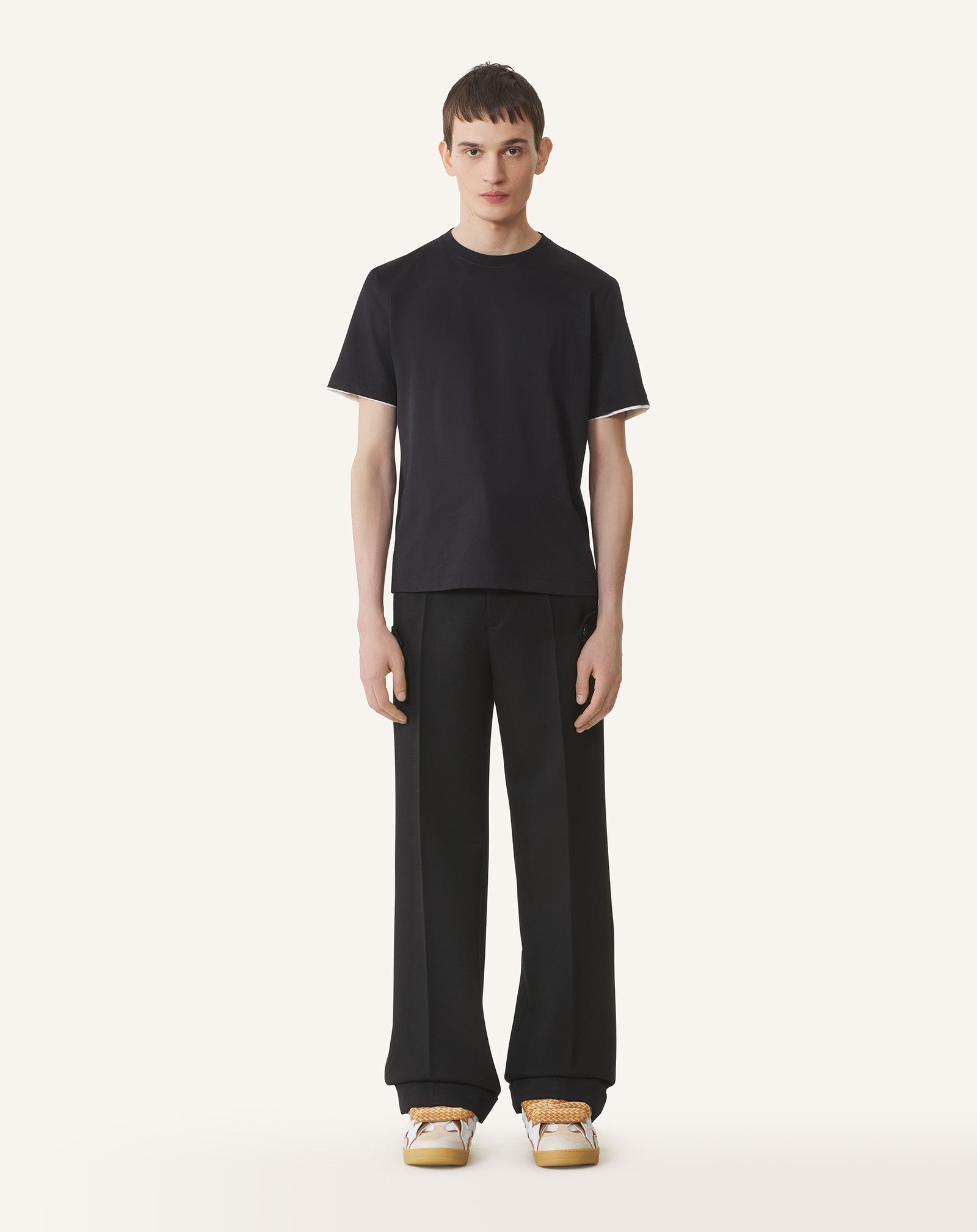 COTTON T-SHIRT WITH SILK DETAIL