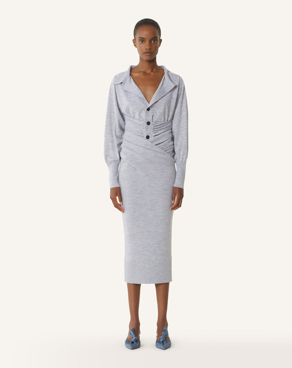 DRAPED WOOL CARDIGAN