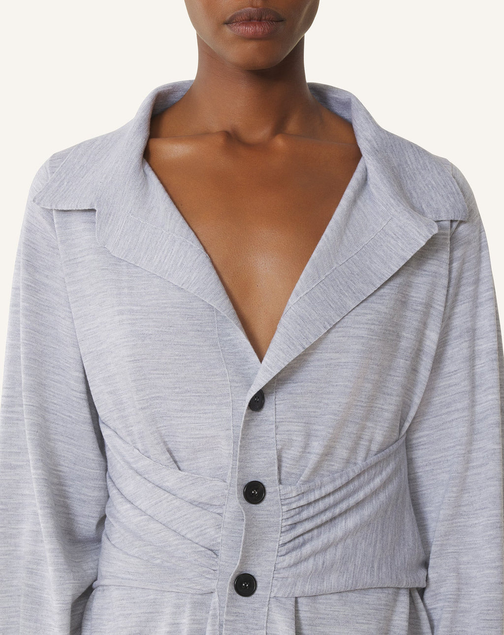 DRAPED WOOL CARDIGAN