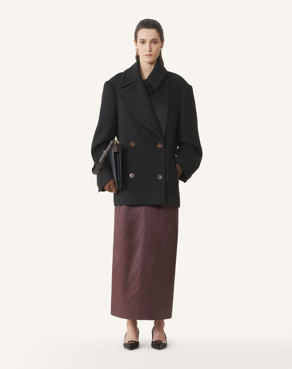 SHORT PEACOAT IN WOOL