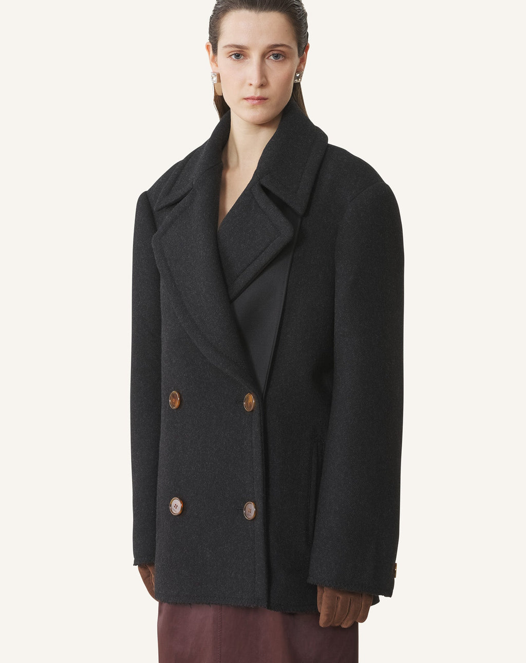 SHORT PEACOAT IN WOOL