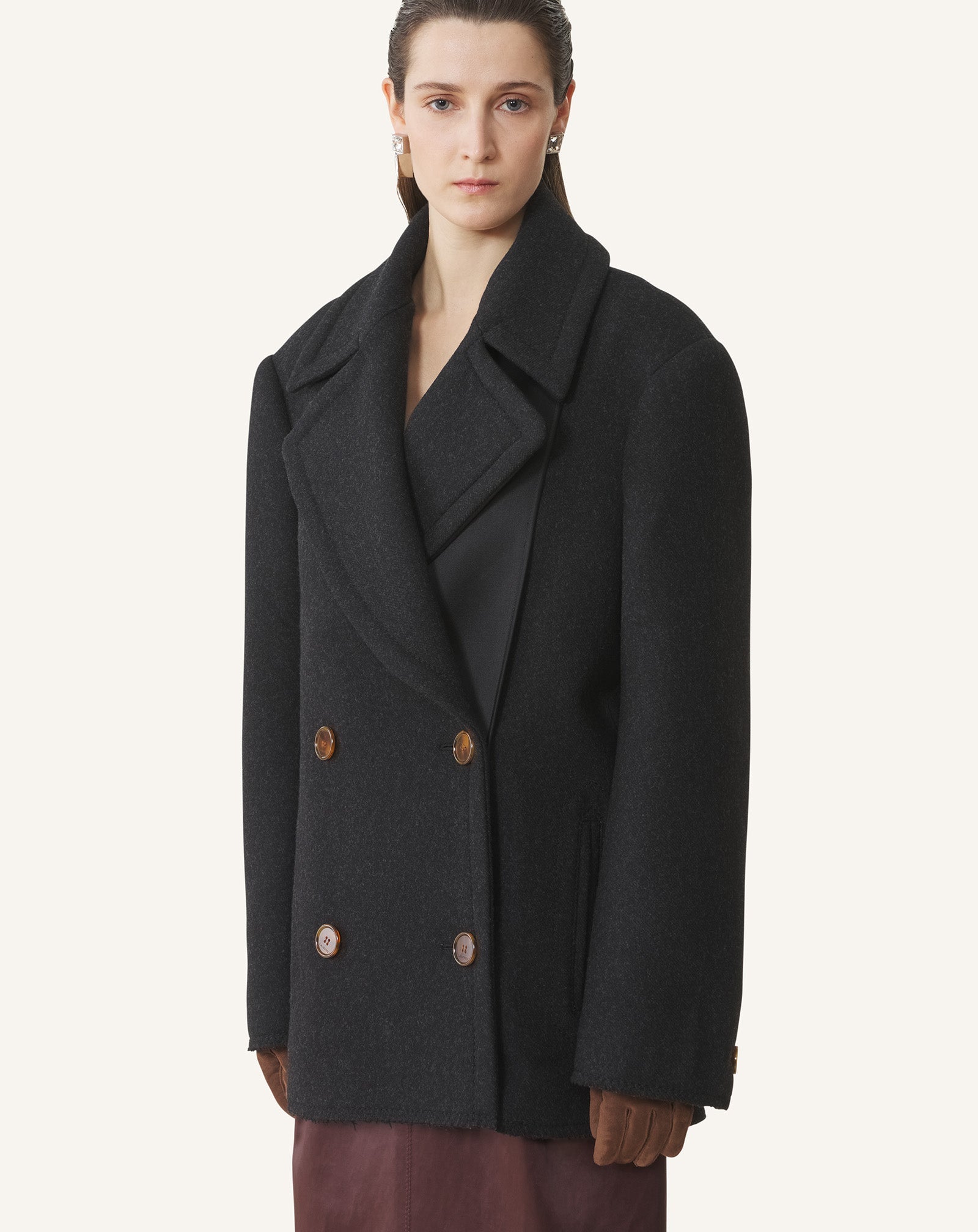 SHORT PEACOAT IN WOOL