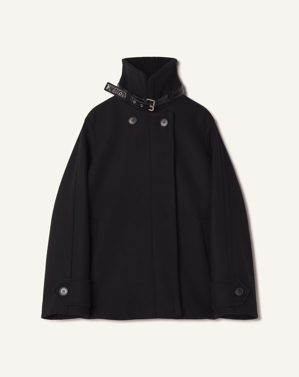 SHORT WOOL COAT WITH STAND-UP COLLAR